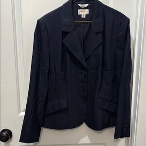 Talbots Blue Structured Blazer with Notched Lapels